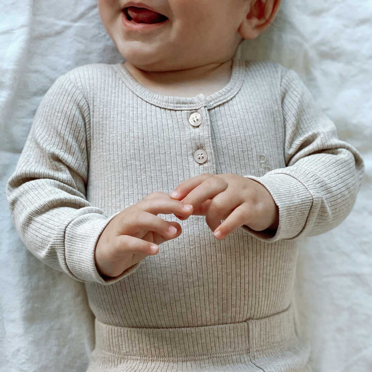Biscuit Rib Long Sleeve Henley Bodysuit