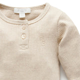 Biscuit Rib Long Sleeve Henley Bodysuit