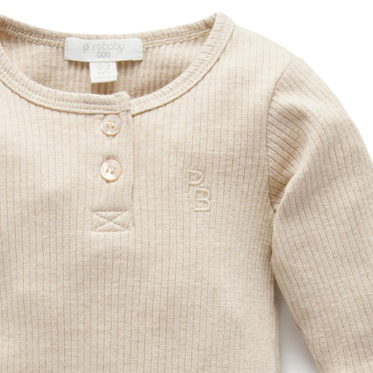 Biscuit Rib Long Sleeve Henley Bodysuit