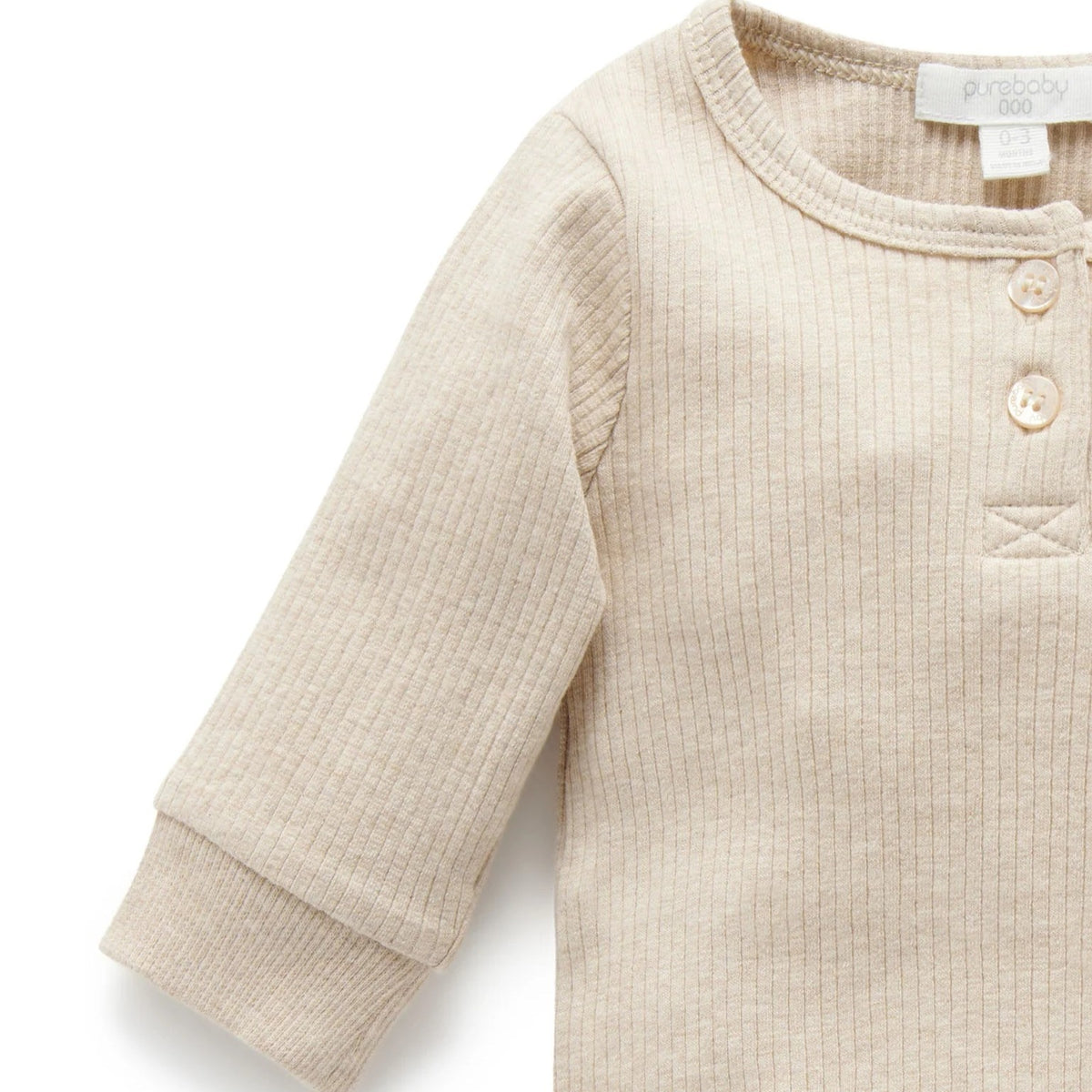 Biscuit Rib Long Sleeve Henley Bodysuit