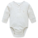 Wheat Rib Long Sleeve Henley Bodysuit