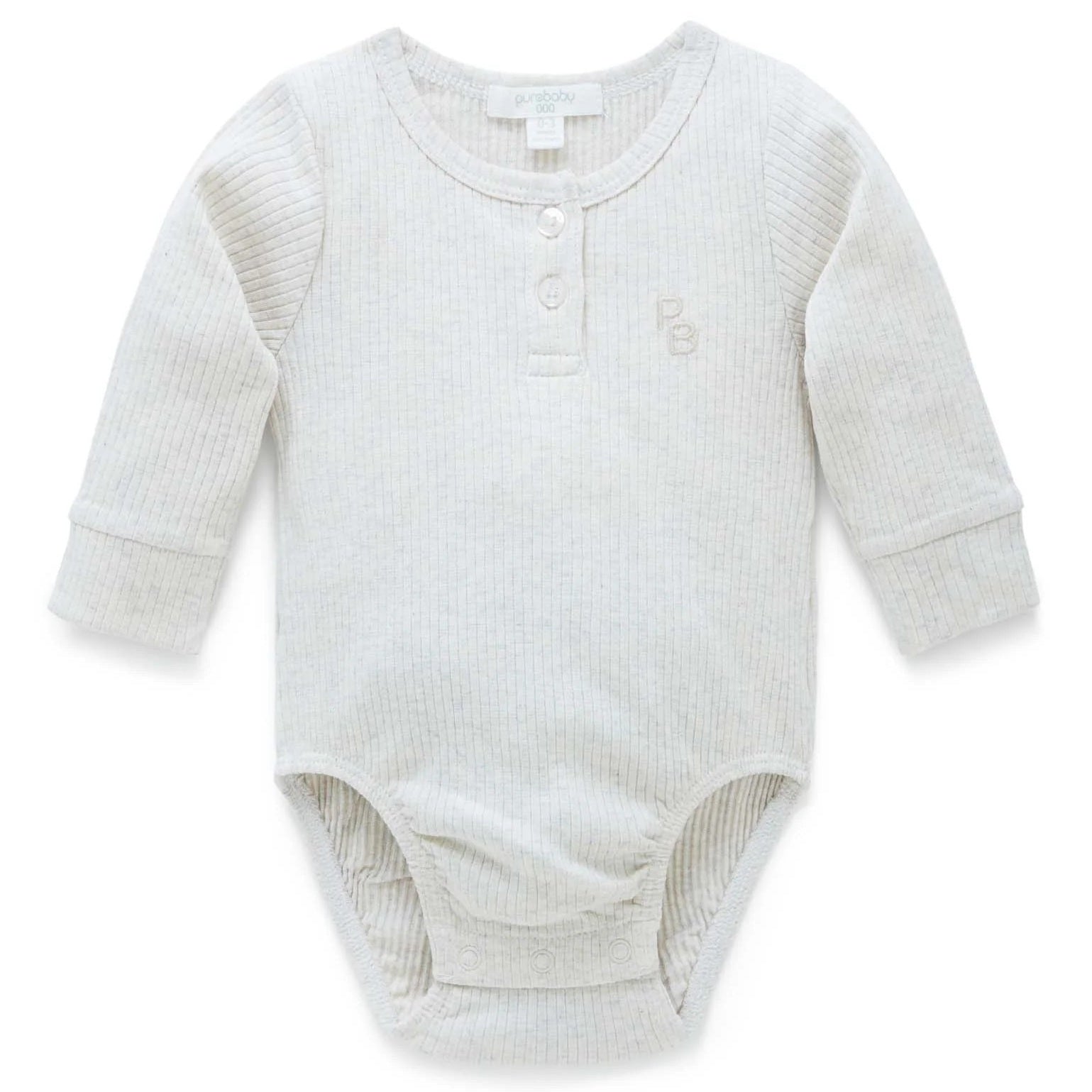 Wheat Rib Long Sleeve Henley Bodysuit