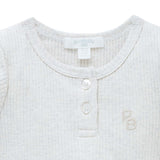 Wheat Rib Long Sleeve Henley Bodysuit