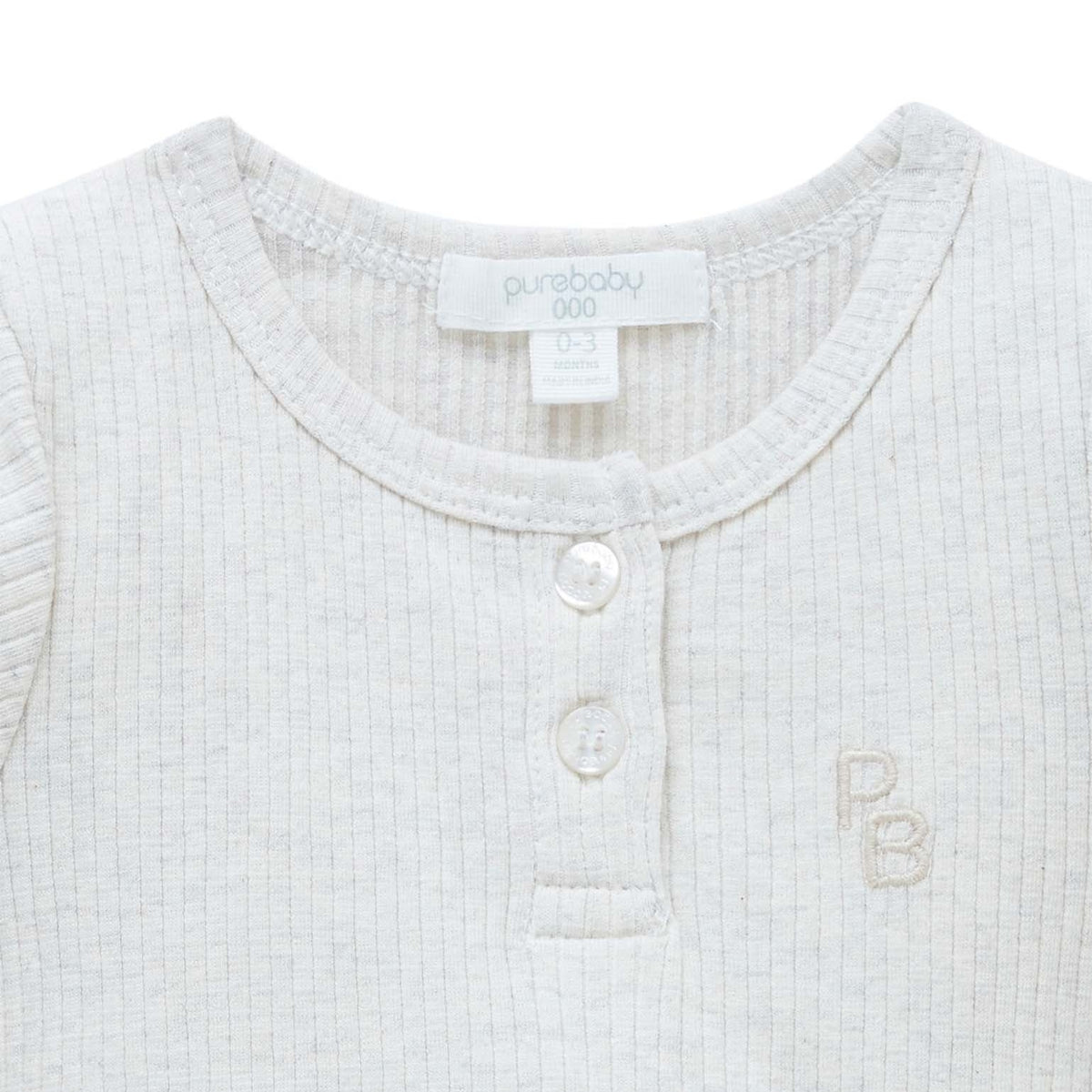 Wheat Rib Long Sleeve Henley Bodysuit