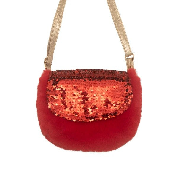 Sequin Velvet Bag - Red