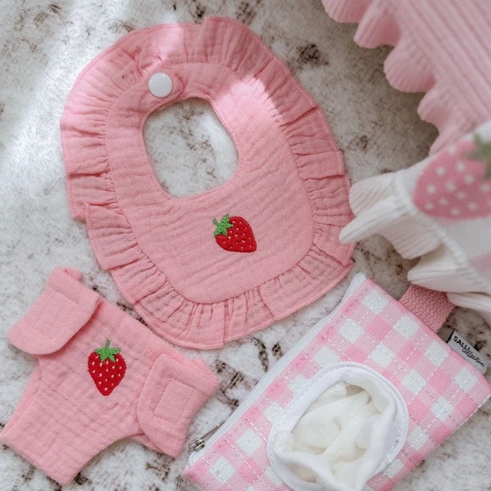 Strawberry Bib & Diaper Set