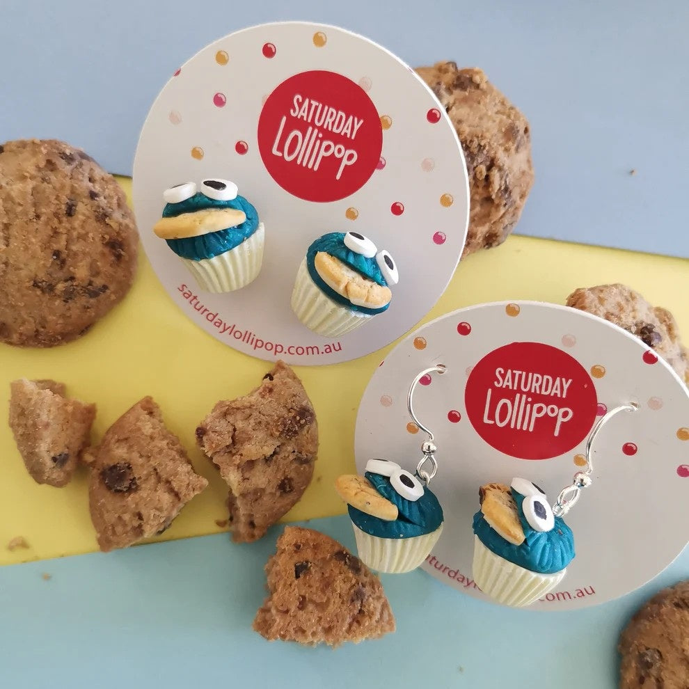 Cookie Monster Dangley Earrings
