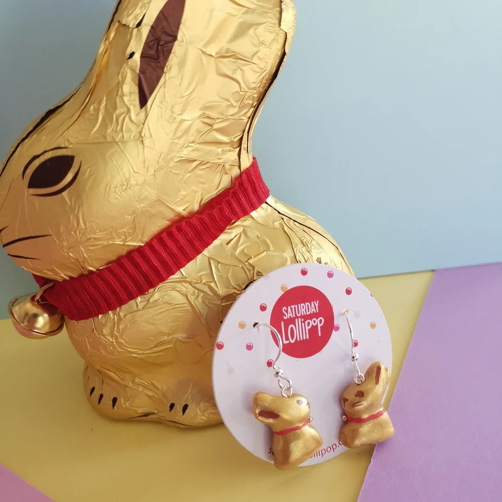 Gold Bunny Dangley Earrings