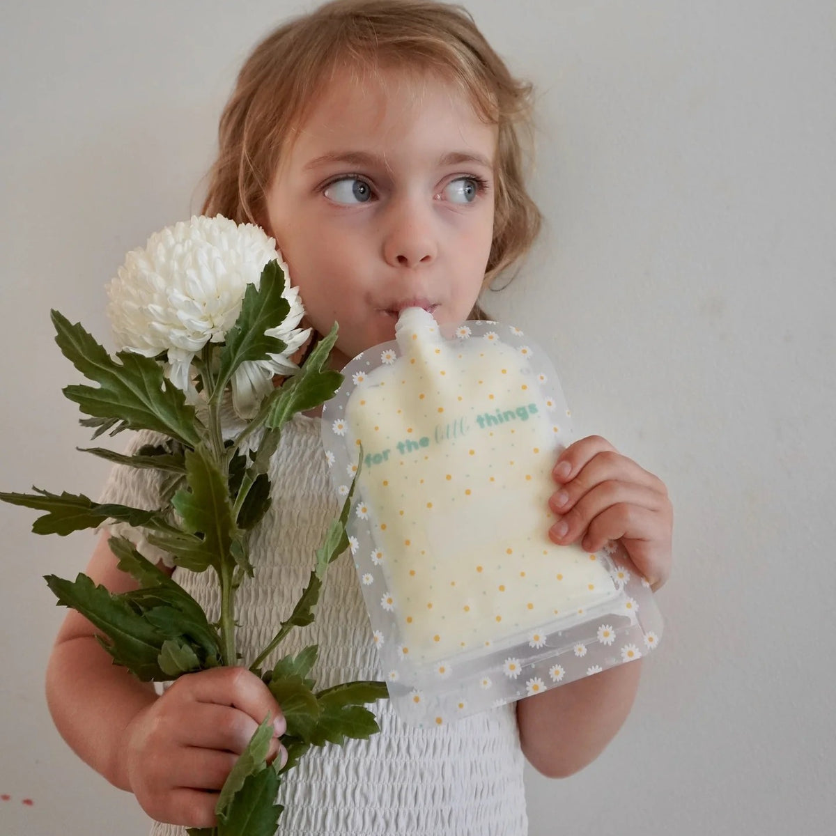 Reusable Food Pouch 150ml - Daisies (5 Pack)