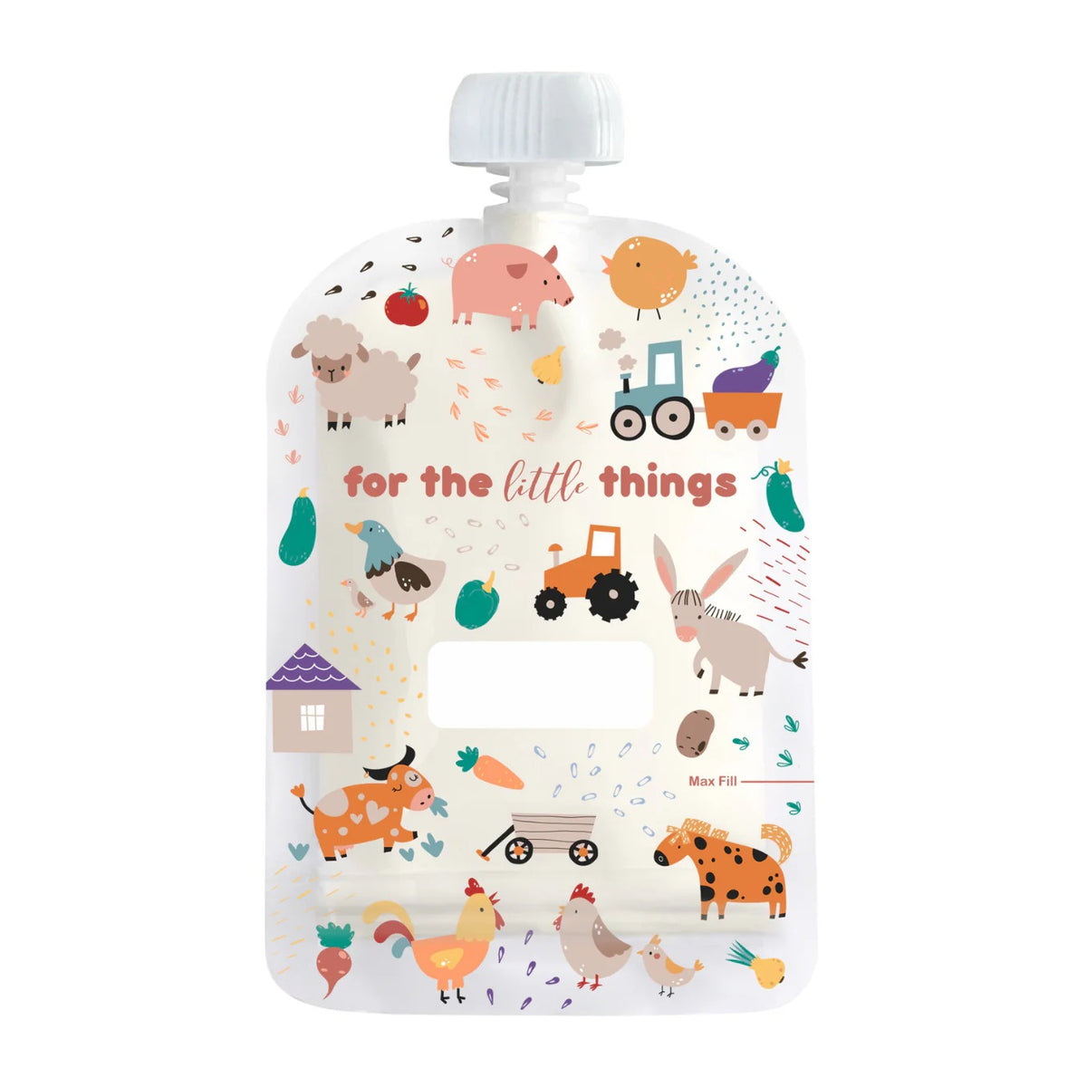 Reusable Food Pouch 150ml - Farmyard Friends (5 Pack)