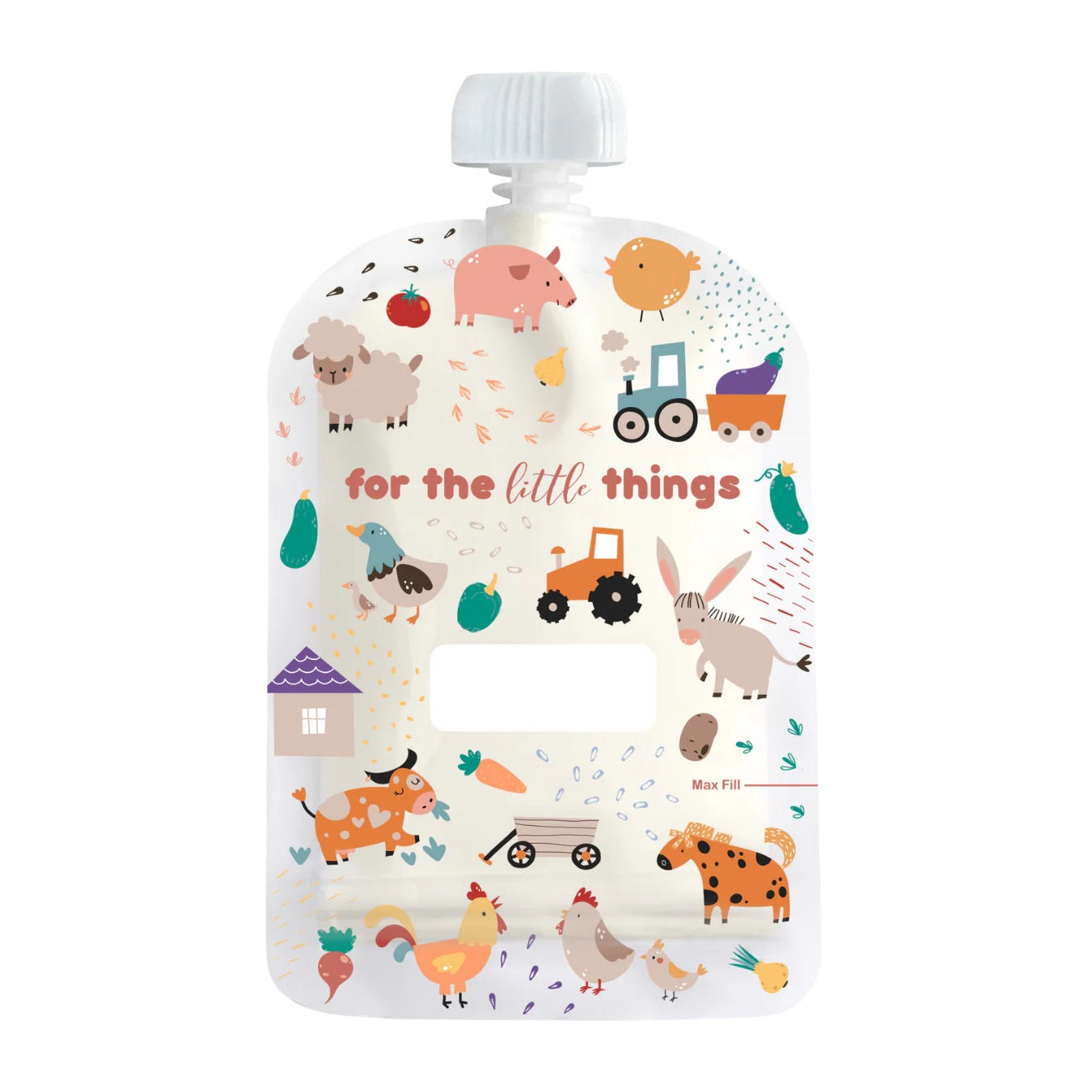 Reusable Food Pouch 150ml - Farmyard Friends (5 Pack)