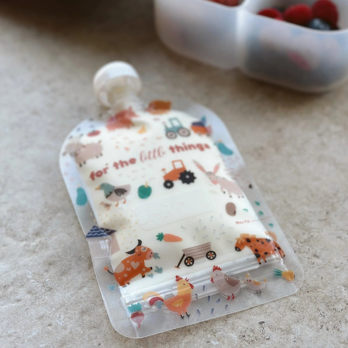 Reusable Food Pouch 150ml - Farmyard Friends (5 Pack)