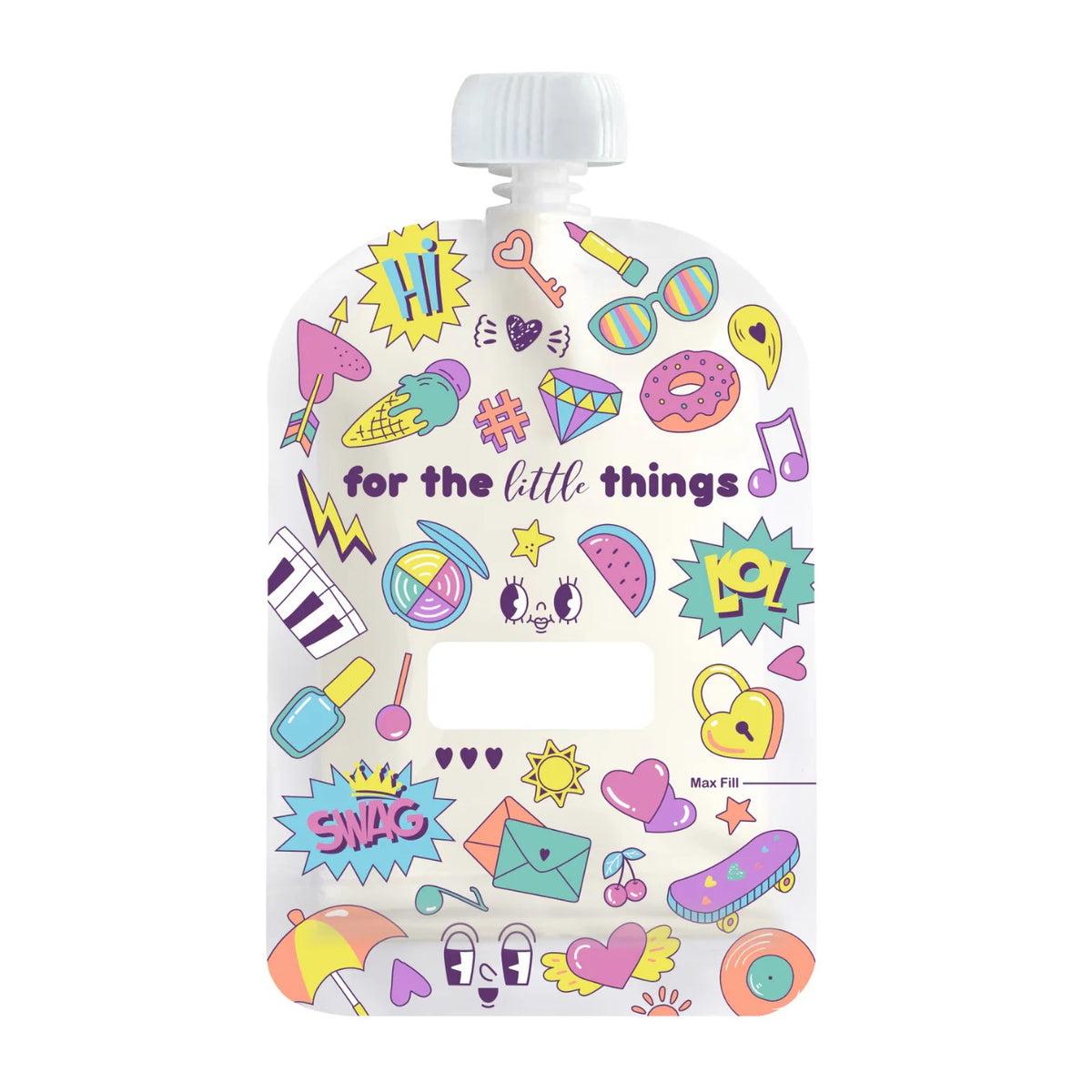 Reusable Food Pouch 150ml - Retro Pop Pink (5 Pack)