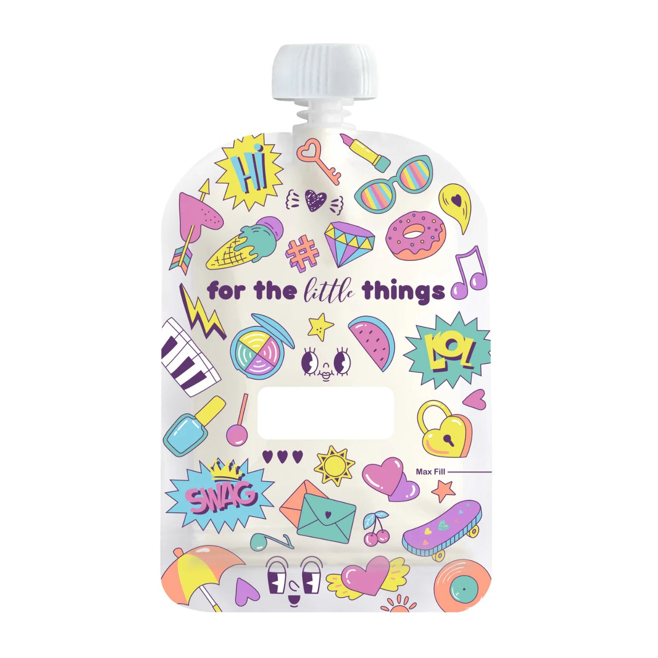 Reusable Food Pouch 150ml - Retro Pop Pink (5 Pack)