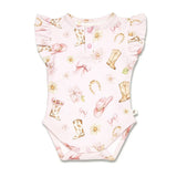 Boots & Bows Short Sleeve Bodysuit With Frill