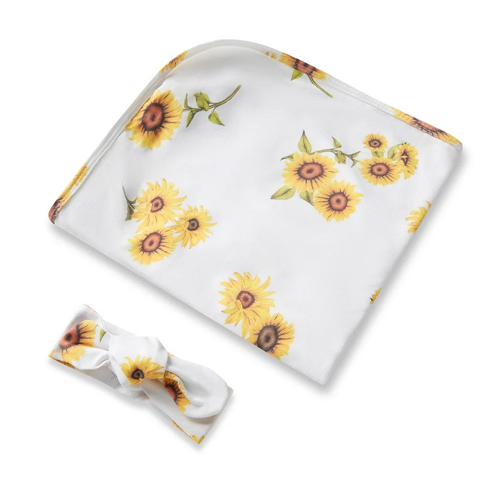 Sunflower Organic Jersey Wrap & Topknot Set