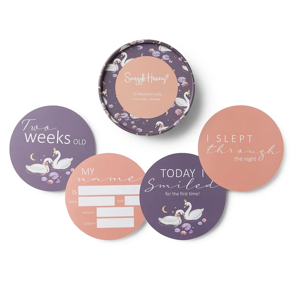 Swans & Rosa Reversible Milestone Cards