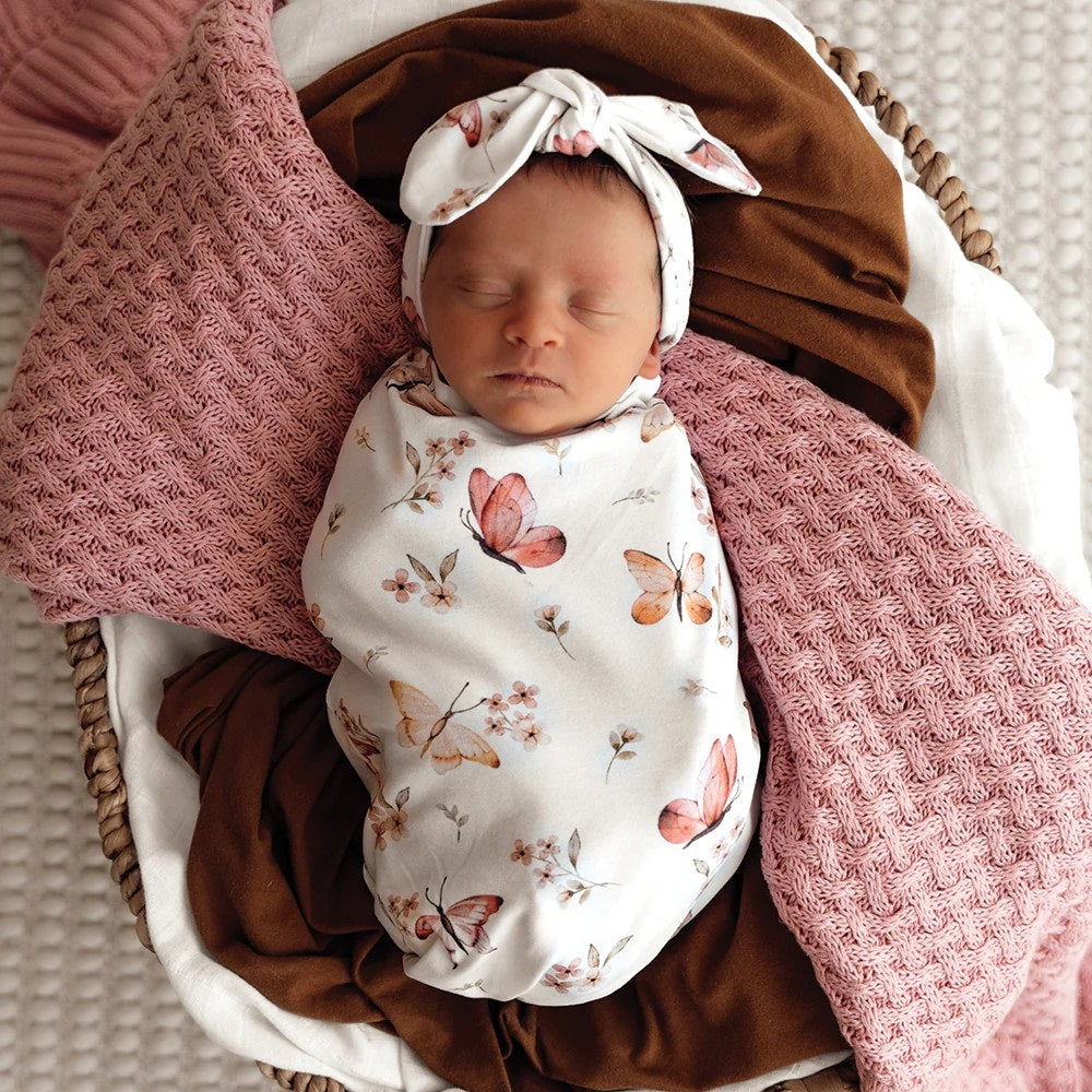 Butterfly Organic Snuggle Swaddle & Topknot Set