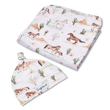 Wild Horses Jersey Wrap & Beanie Set