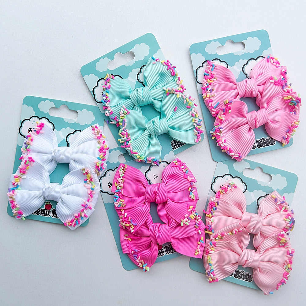 Sprinkle Hair Bow 2Pk (5 Colours)