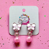 Clip On Earrings (Pink Mirror Butterfly)