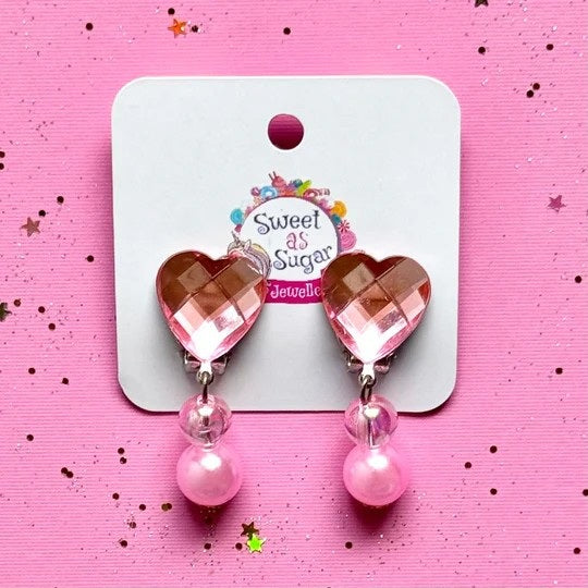 Clip On Earrings (Heart Pink)