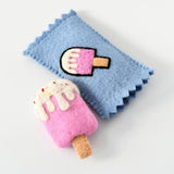 Felt Strawberry Ice Cream Popsicle With Wrapper