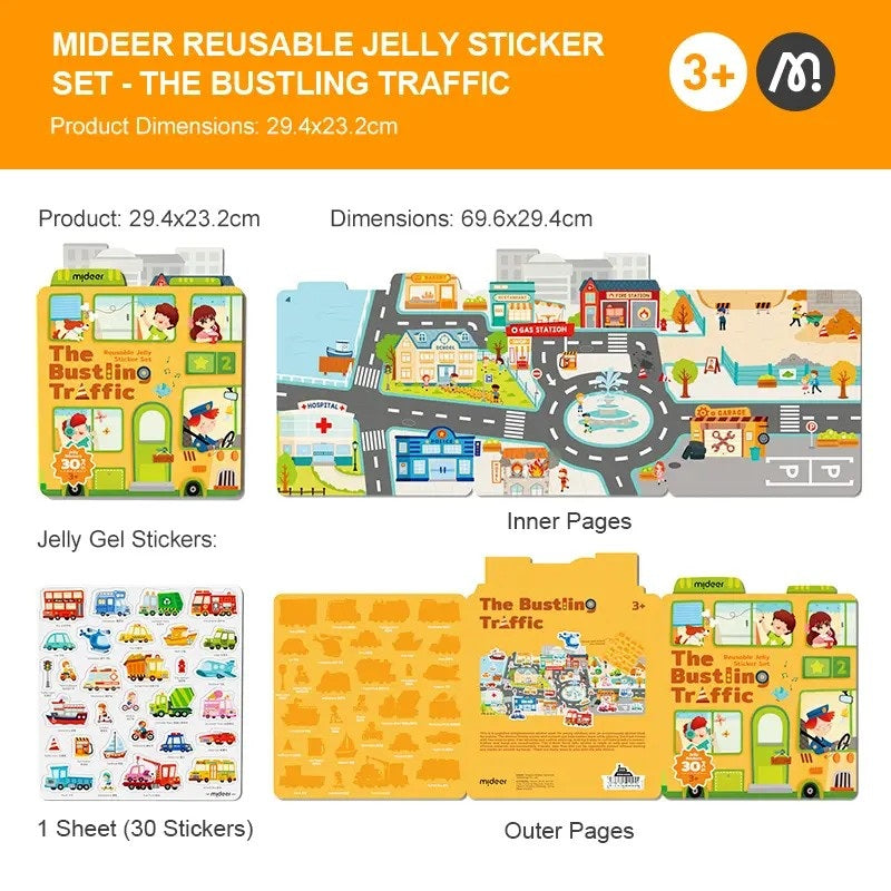 Mideer Reusable Jelly Sticker Set - The Bustling Traffic