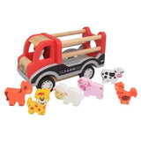 Wooden Pullback Farm Truck With Animals