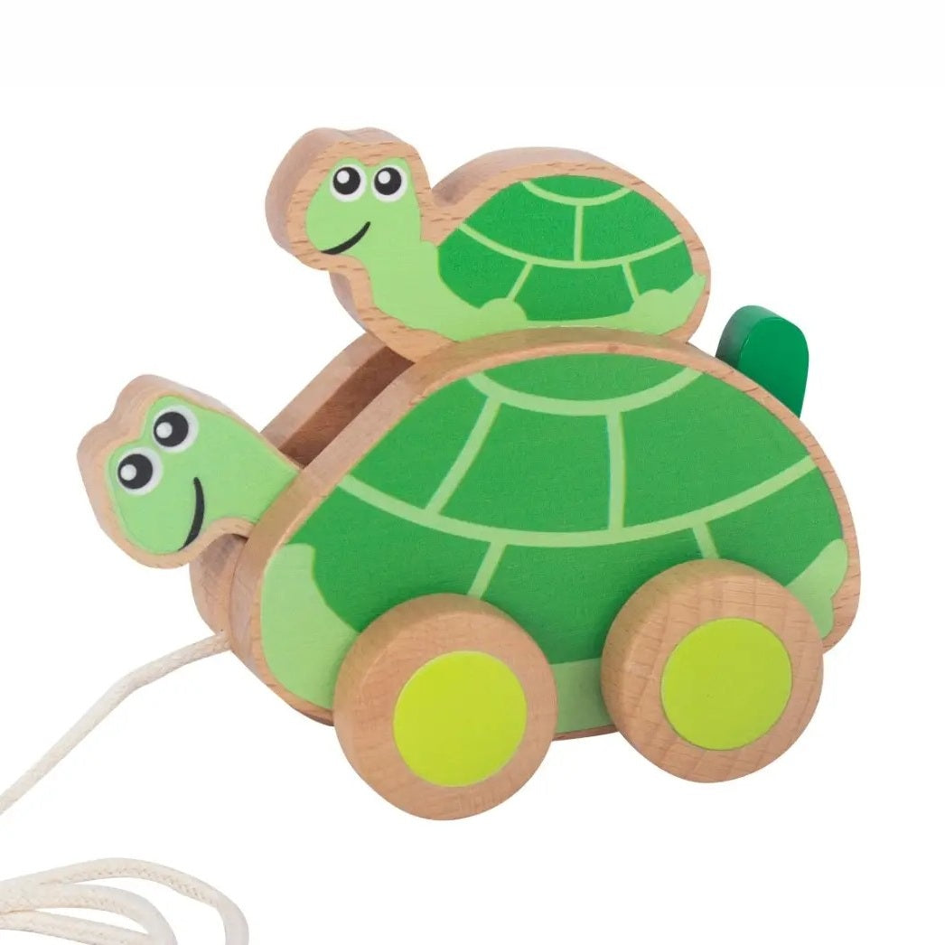 Wooden Pullalong Mummy & Baby Turtles