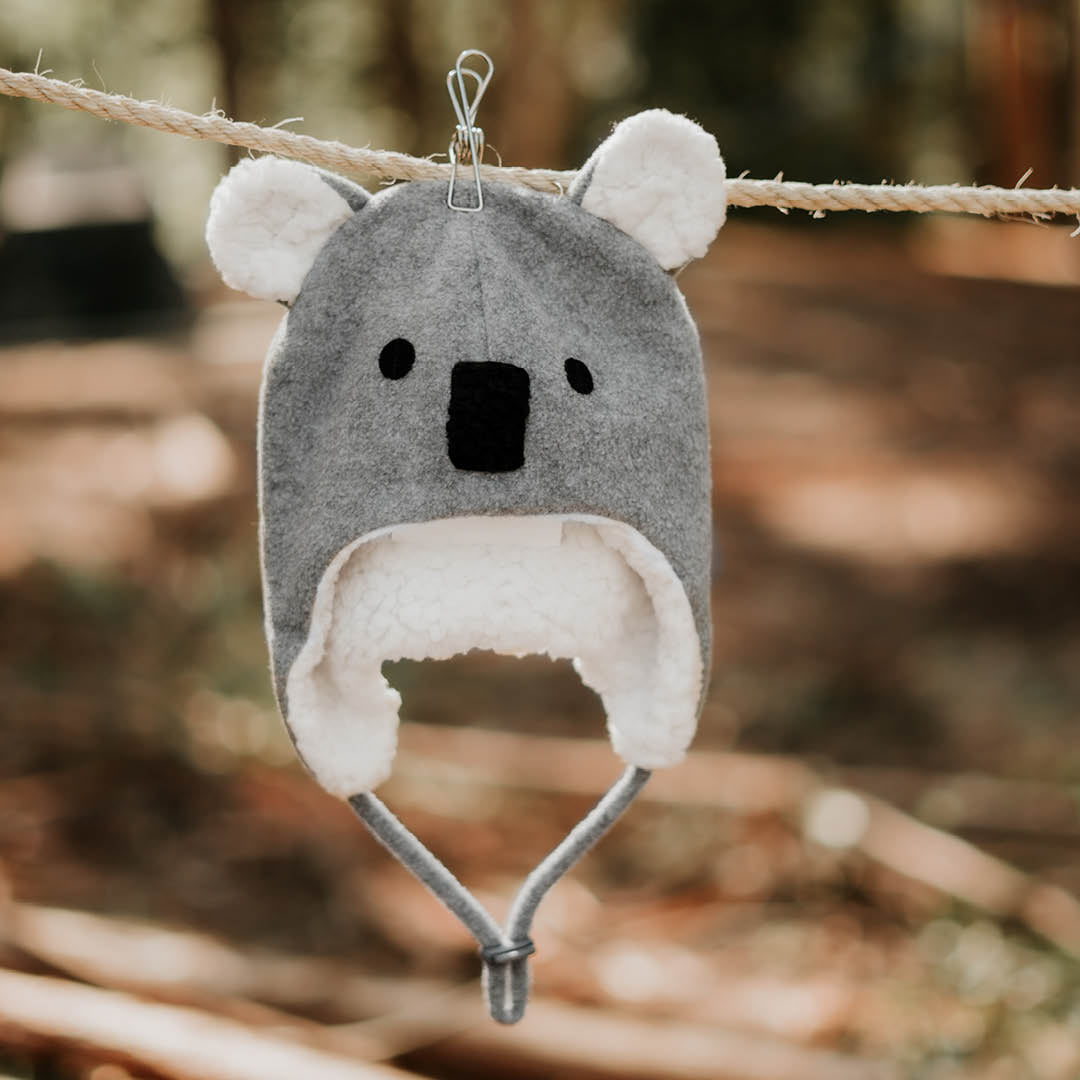 Koala Fleecy Beanie (Grey Marle)