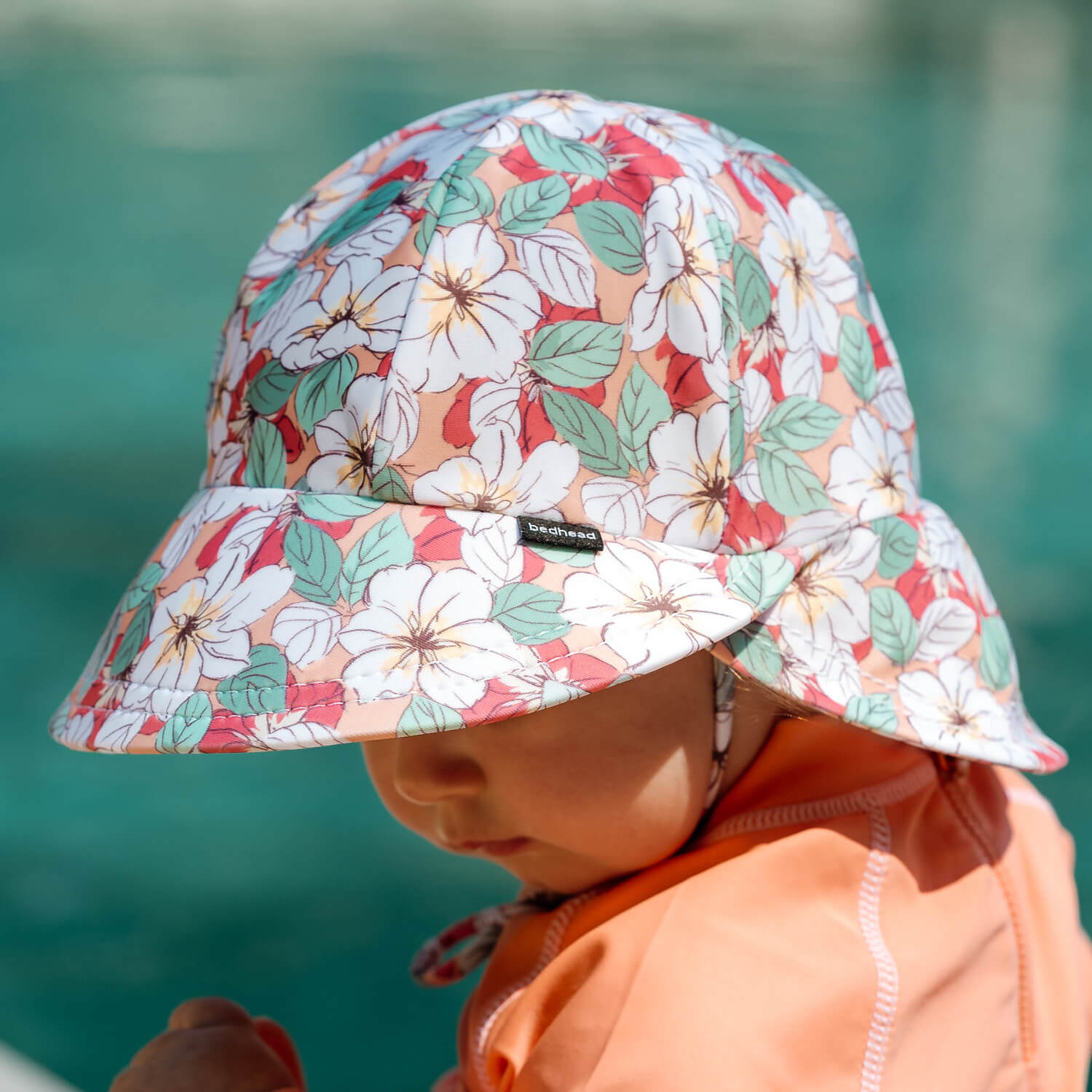 Swim Legionnaire Flap Beach Hat (Hibiscus)
