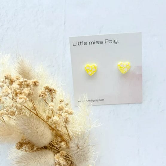 Mini Neon Heart Studs (Yellow)
