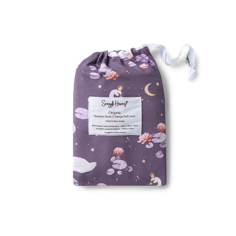 Midnight Swan Bassinet Sheet/Change Pad Cover