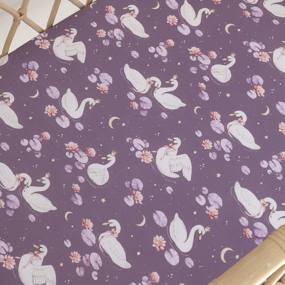 Midnight Swan Bassinet Sheet/Change Pad Cover