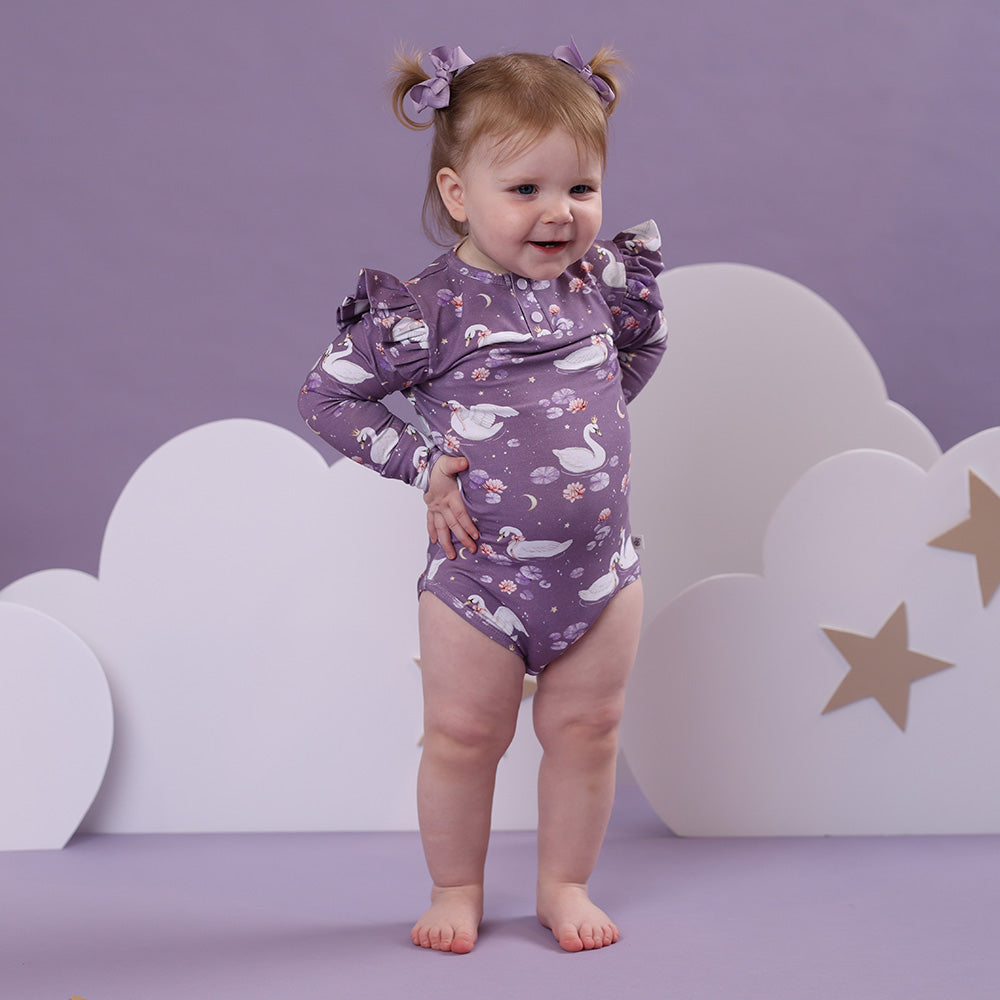 Midnight Swan Long Sleeve Bodysuit