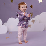 Midnight Swan Long Sleeve Top With Frill