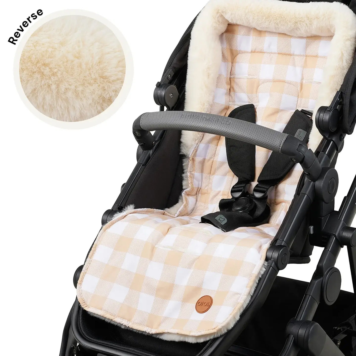 Cozy Fleece Pram Liner (Beige Gingham)