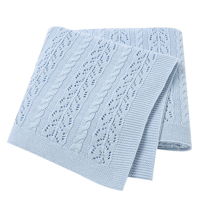 Plait Weave Knit Blanket (Lt Blue)