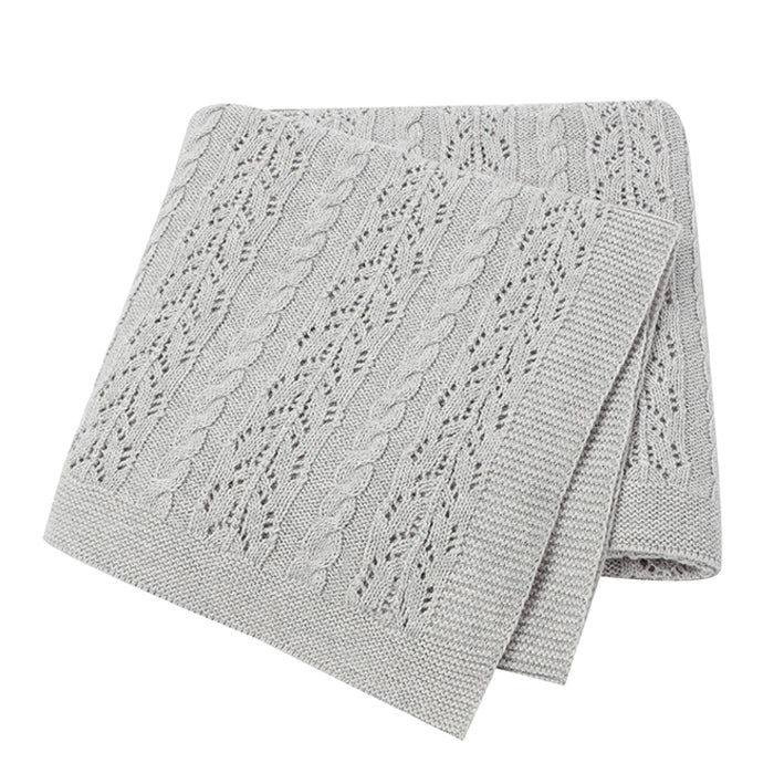 Plait Weave Knit Blanket (Grey)