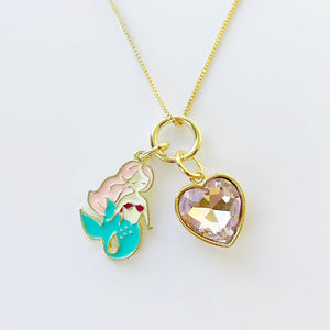 Mermaid & Heart Charm Necklace
