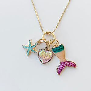 Mermaid, Star & Heart Charm Necklace
