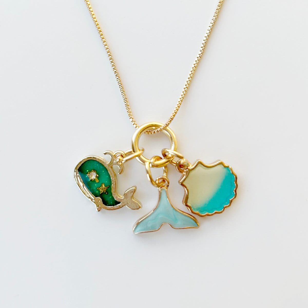 Whale, Tail & Shell Charm Necklace