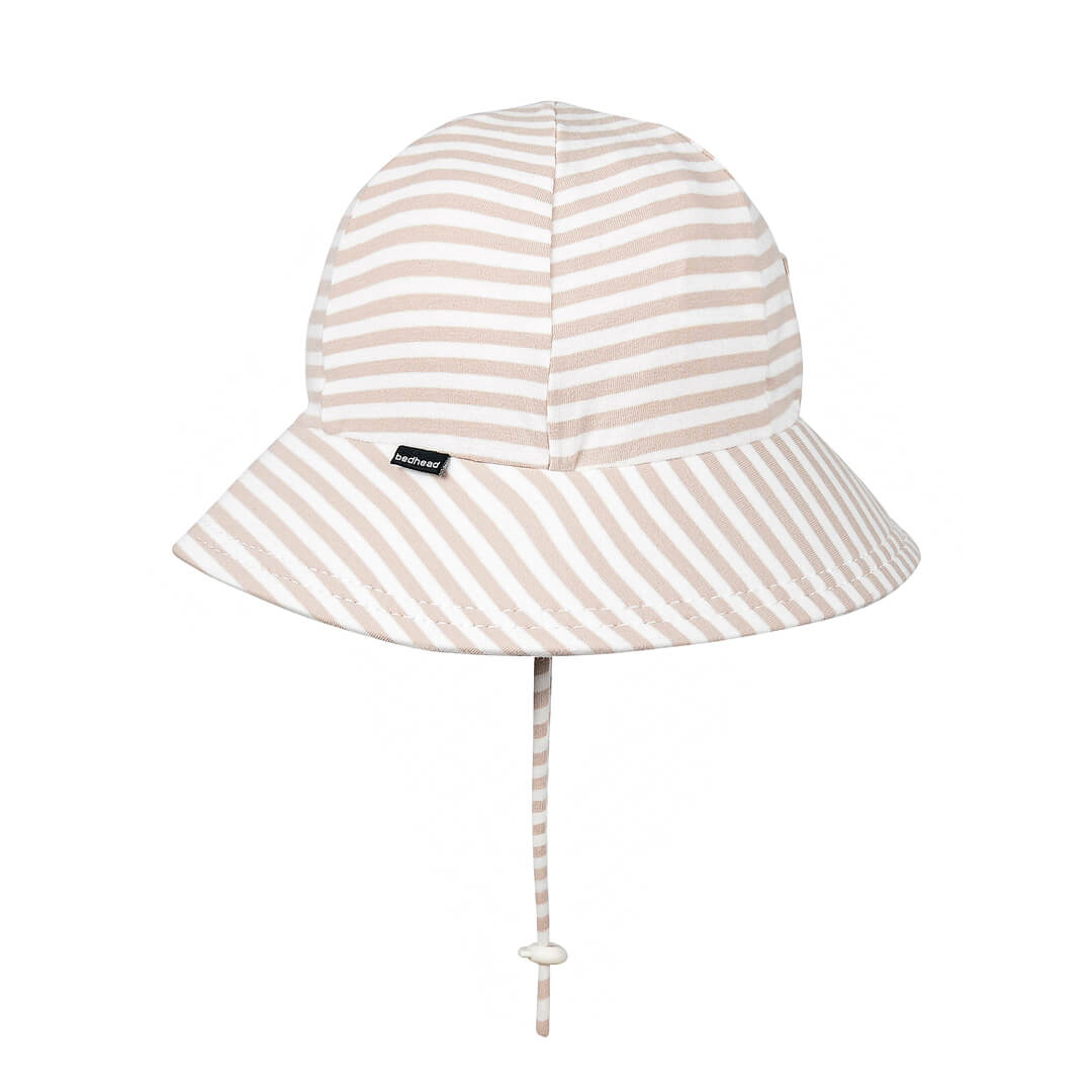 Ponytail Bucket Sun Hat (Natural Stripe)