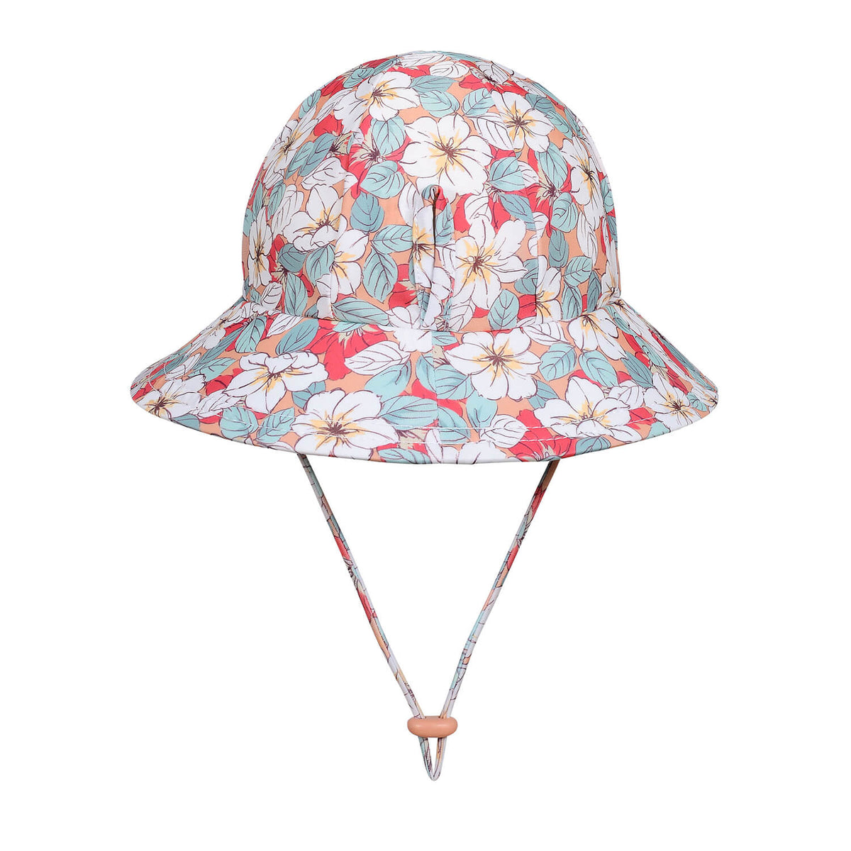 Ponytail Swim Bucket Beach Hat (Hibiscus)
