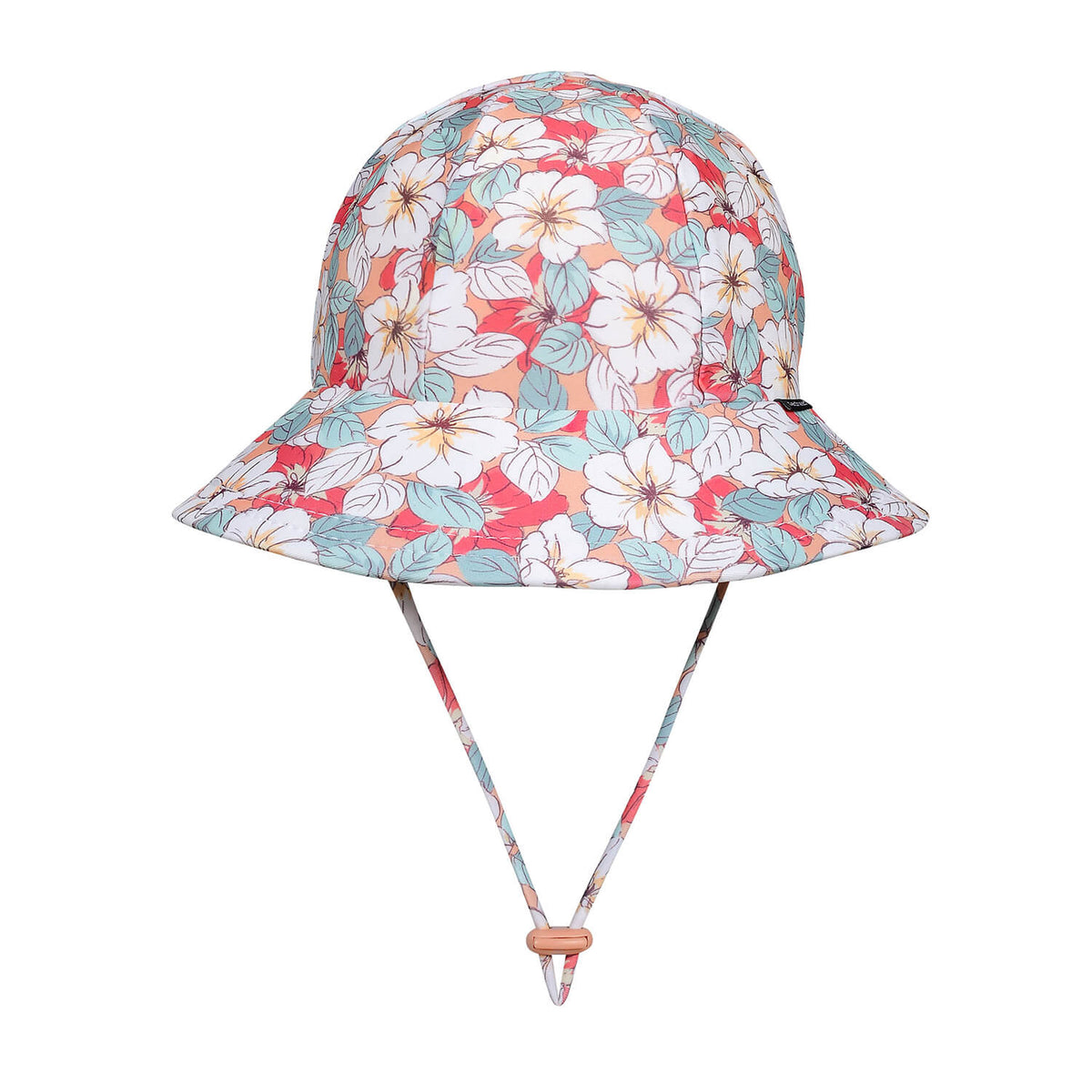 Ponytail Swim Bucket Beach Hat (Hibiscus)