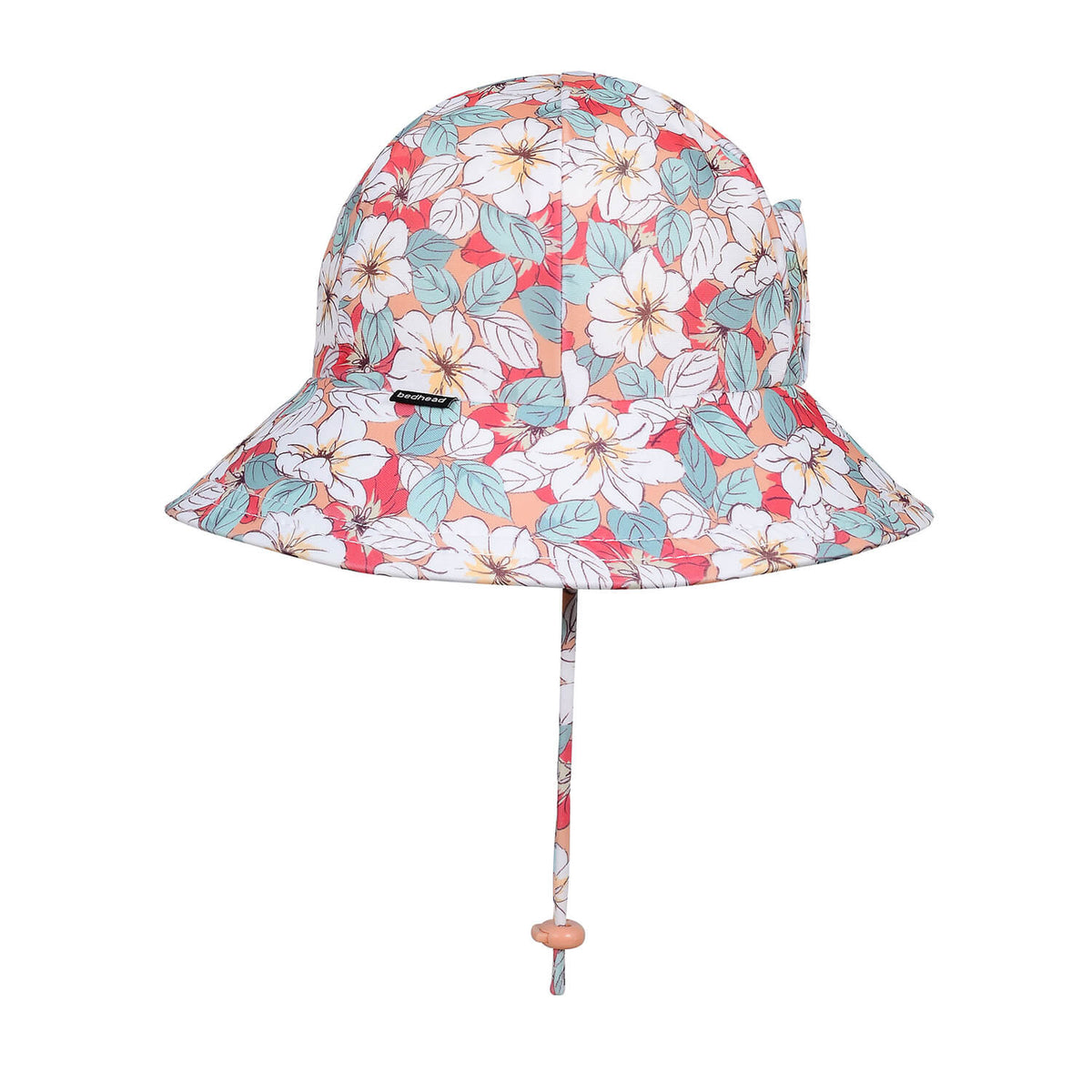 Ponytail Swim Bucket Beach Hat (Hibiscus)