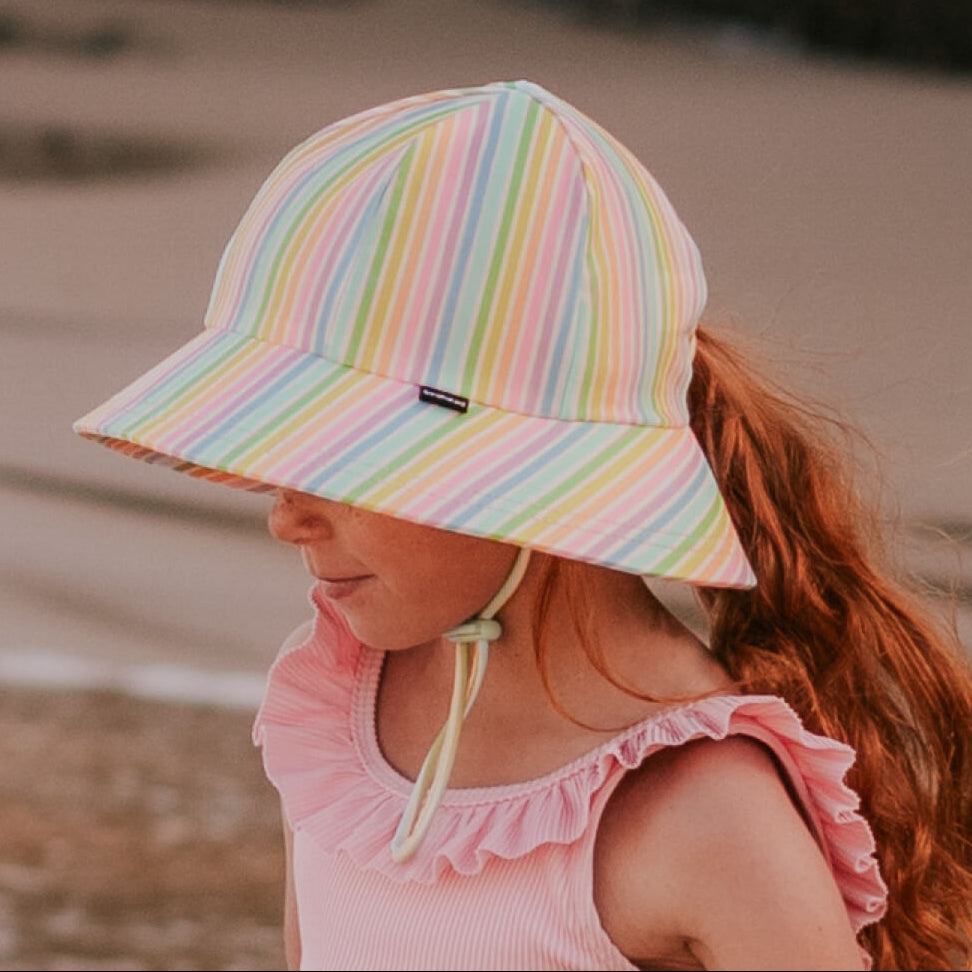 Ponytail Swim Bucket Hat (Rainbow)