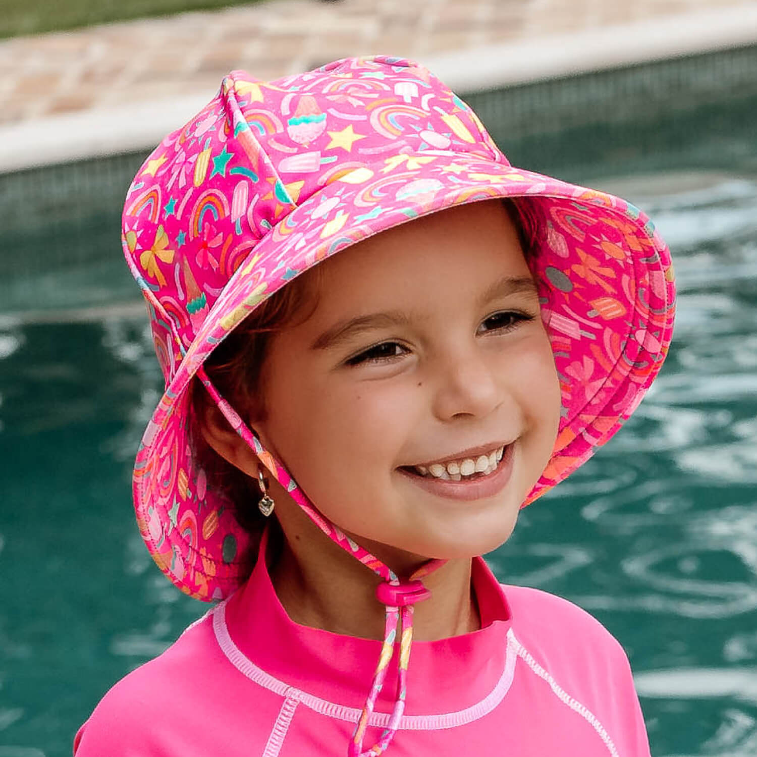 Ponytail Swim Bucket Hat (Summertime)