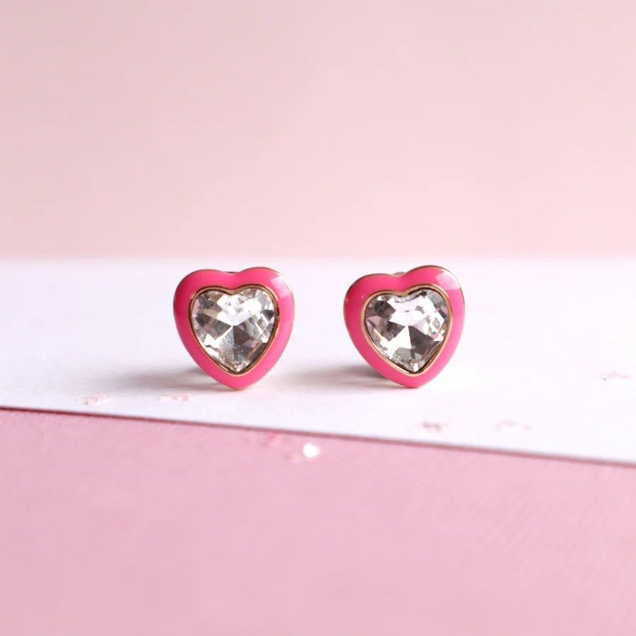 Bling Heart Clip-On Earrings